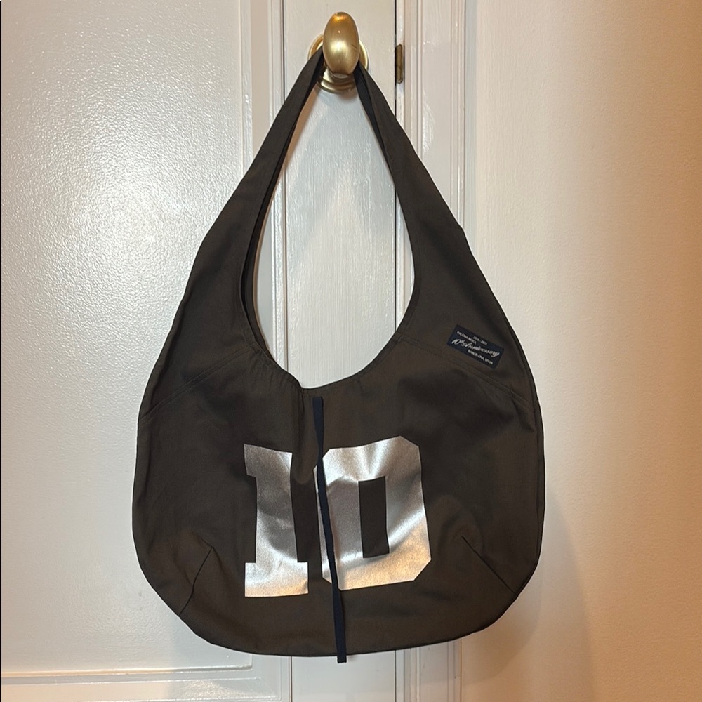 Chic Black Hobo Bag with Silver Number